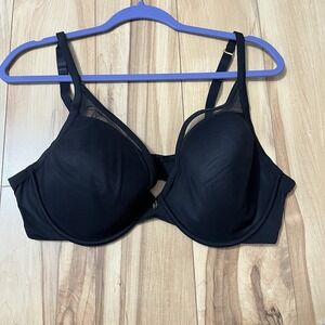 ThirdLove Bra Classic Contour Plunge Black Mesh 40D Underwire Back Close